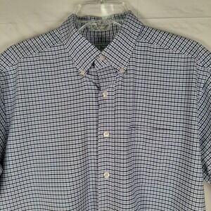 Vtg LL Bean Men's Tall 16 1/2 Single Needle Tailoring Short Sleeve‎ Shirt Blue